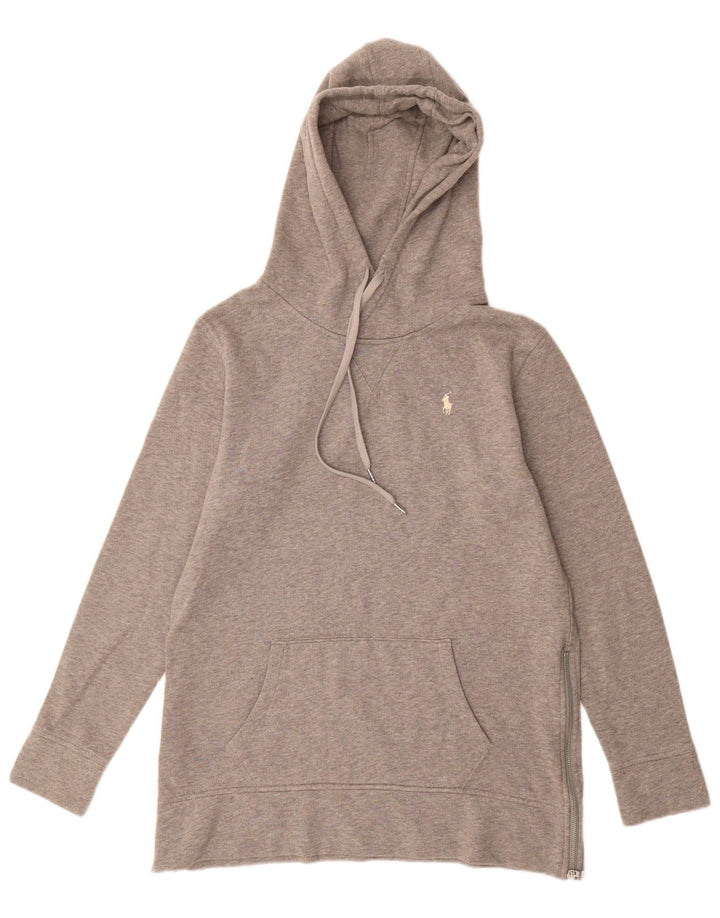 POLO RALPH LAUREN Womens Hoodie Jumper UK 14 Medium Grey Cotton