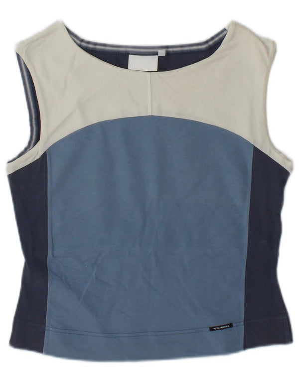 Diadora Womens Crop Vest Top UK 10 Small Blue Colourblock Cotton