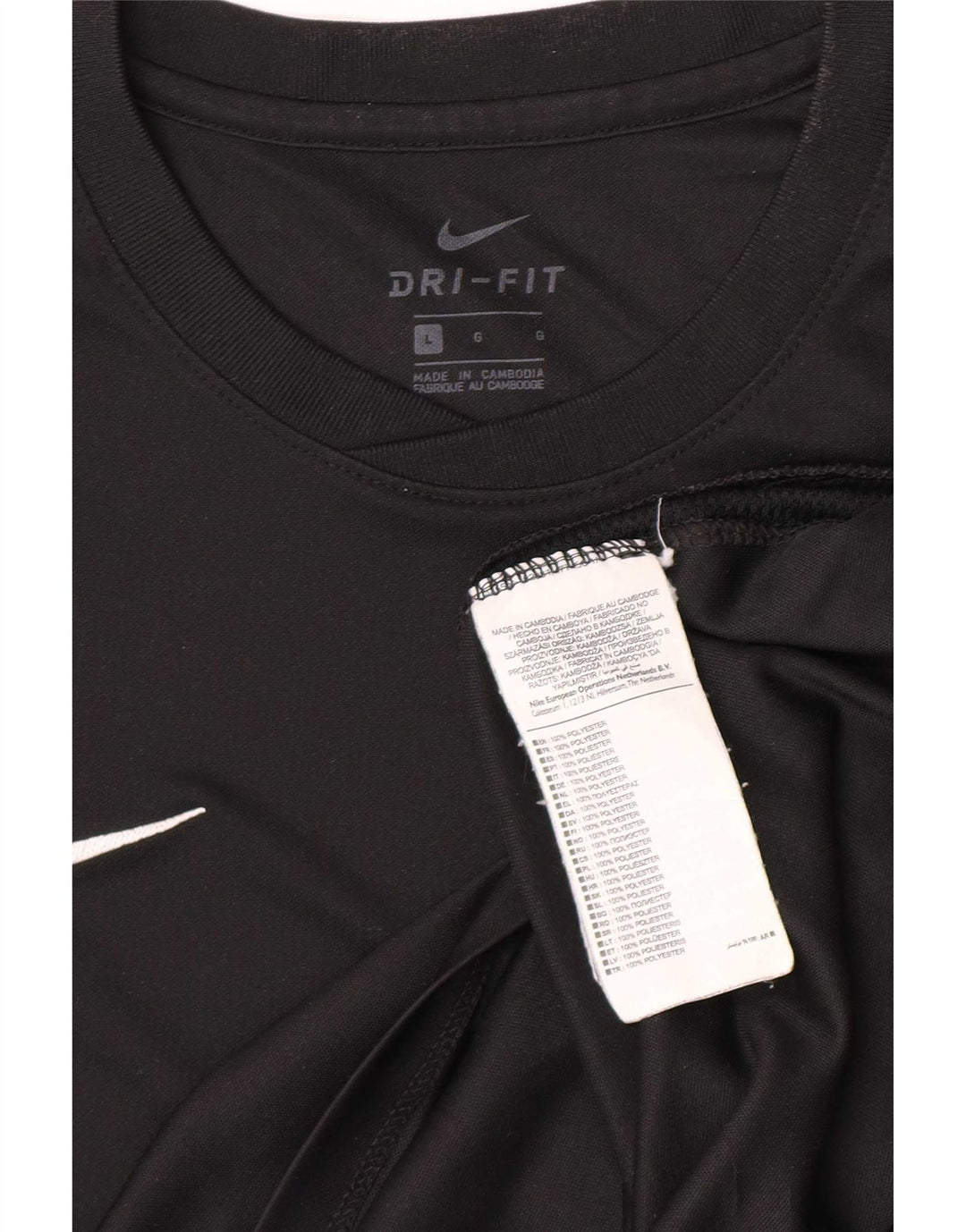 Nike Mens Dri Fit T-Shirt Top Large Black Polyester