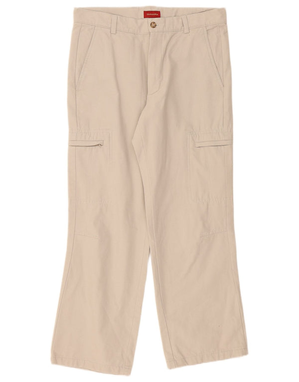 Diadora Womens Straight Cargo Trousers IT 48 XL W32 L28 Beige Cotton