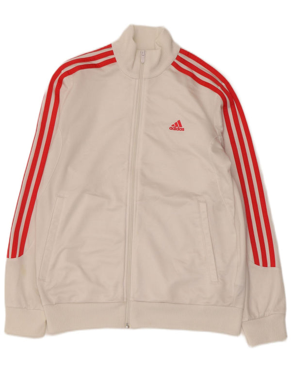 ADIDAS Boys Tracksuit Top Jacket 13-14 Years White Polyester