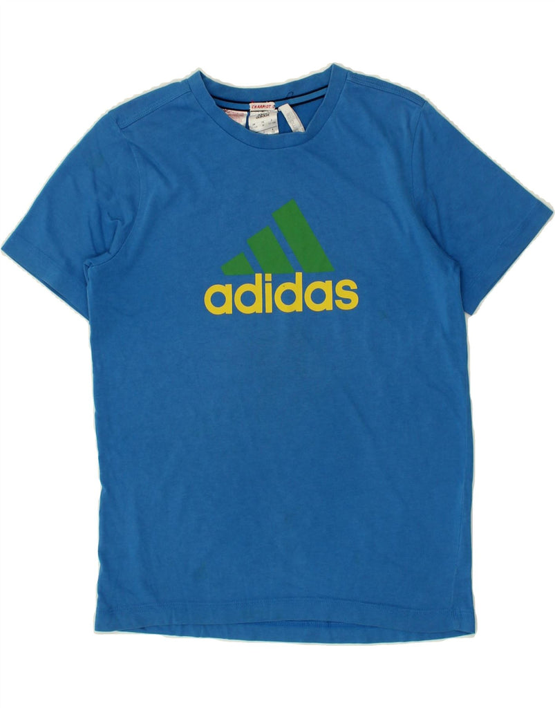 ADIDAS Boys Climalite Graphic T-Shirt Top 11-12 Years Blue Vintage Adidas and Second-Hand Adidas from Messina Hembry 