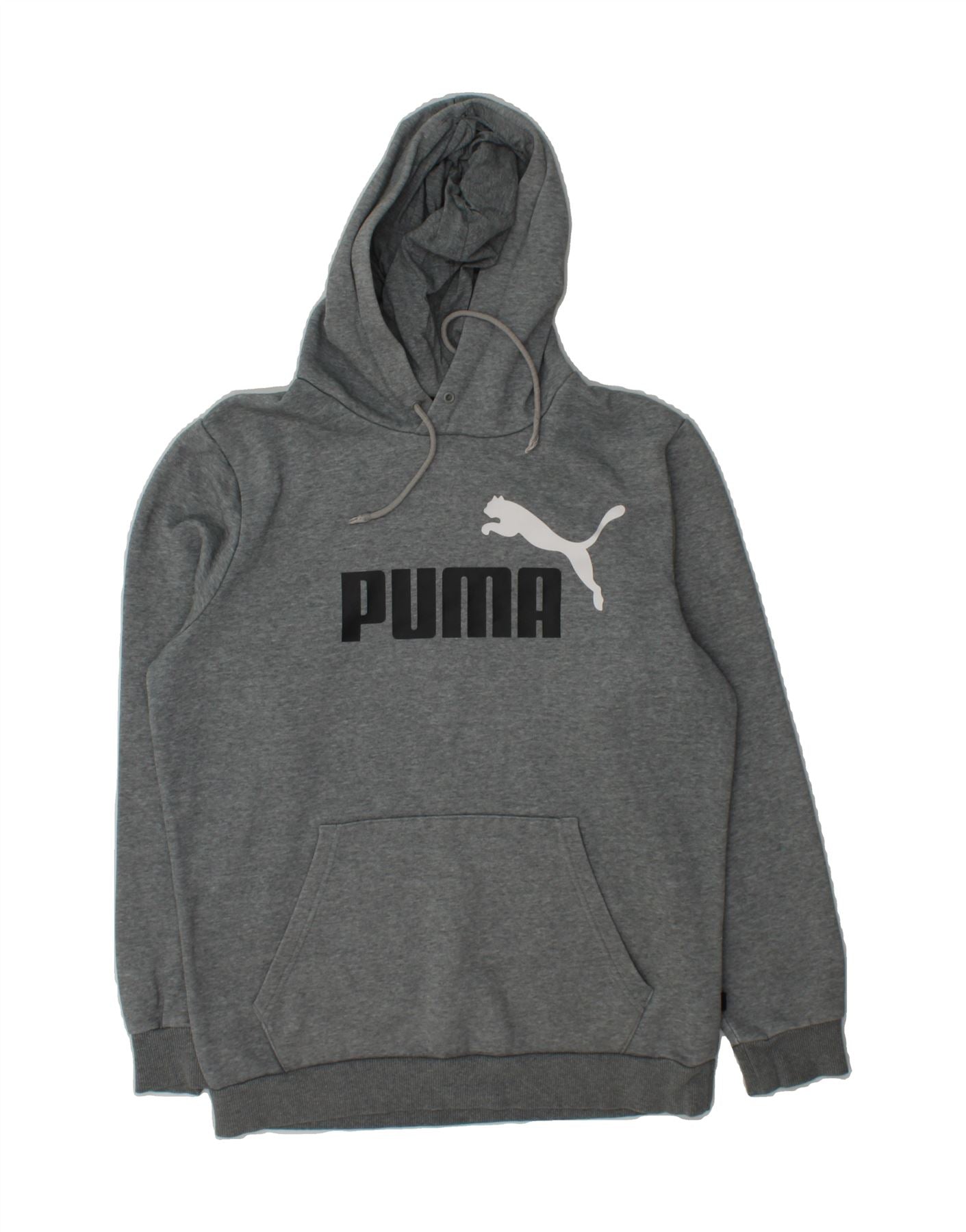 PUMA Sudadera con capucha gráfica para hombre, pequeño, gris, algodón