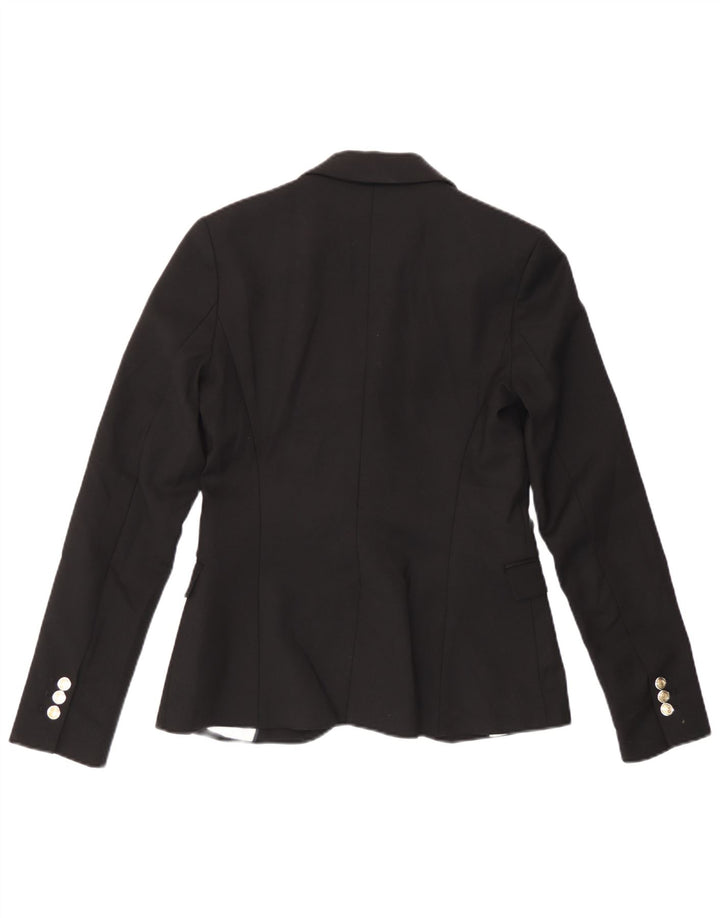 Zara Womens 1 Button Blazer Jacket UK 6 XS Black Cotton