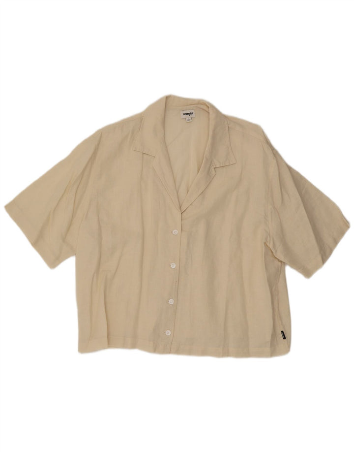 Wrangler Womens Short Sleeve Oversized Shirt UK 16 Large Off White