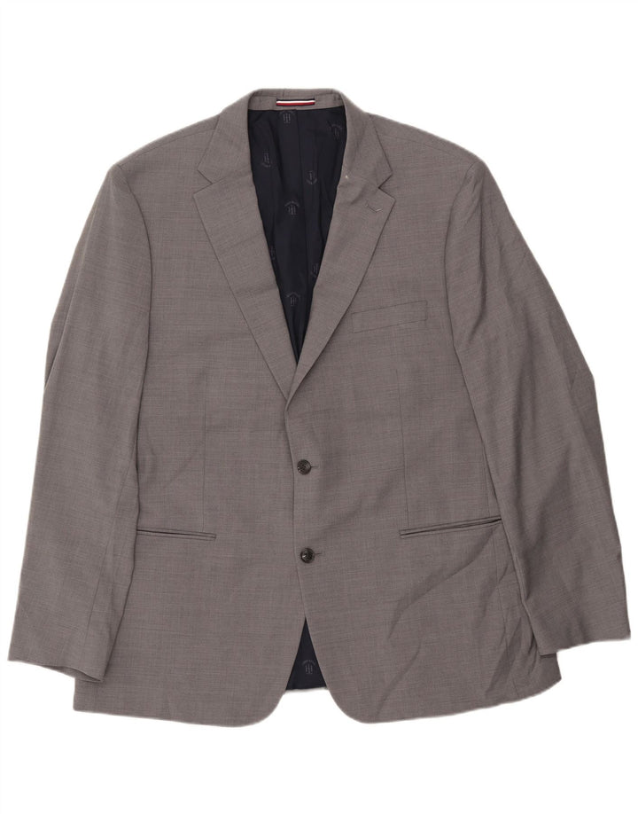 TOMMY HILFIGER Mens 2 Button Blazer Jacket UK 48 4XL Grey Wool