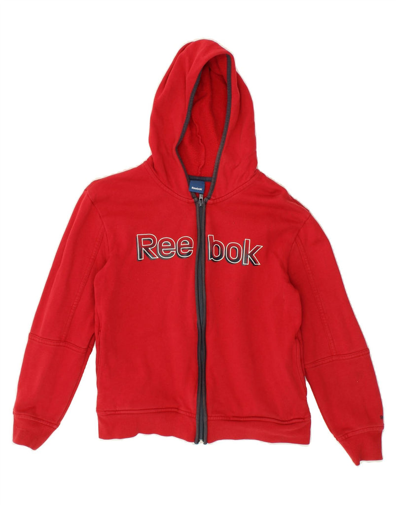REEBOK Boys Graphic Zip Hoodie Sweater 14-15 Years Red Cotton | Vintage Reebok | Thrift | Second-Hand Reebok | Used Clothing | Messina Hembry 