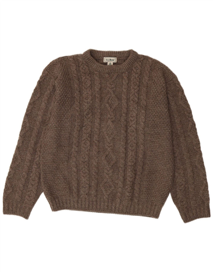 L.L.Bean Mens Crew Neck Jumper Sweater Large Grey Wool