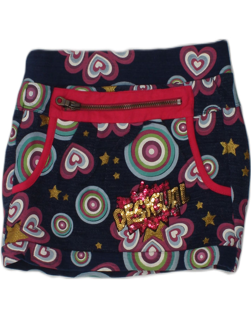 DESIGUAL Girls Graphic Bubble Skirt 5-6 Years W22 Navy Blue Spotted Cotton | Vintage Desigual | Thrift | Second-Hand Desigual | Used Clothing | Messina Hembry 