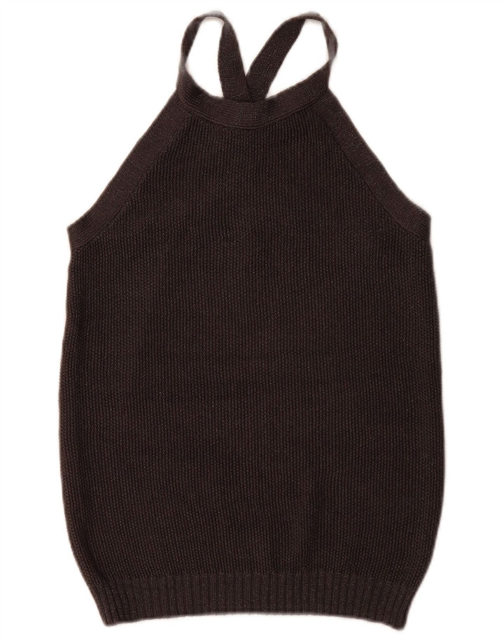 Massimo Dutti Womens Vest Tank Top UK 12 Medium Black Silk