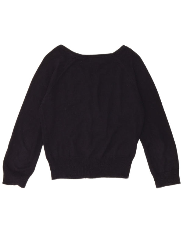 Zara Womens Crop Cardigan Sweater UK 14 Large Navy Blue