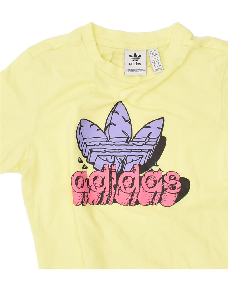 ADIDAS Boys Graphic T-Shirt Top 8-9 Years Yellow Cotton | Vintage Adidas | Thrift | Second-Hand Adidas | Used Clothing | Messina Hembry 