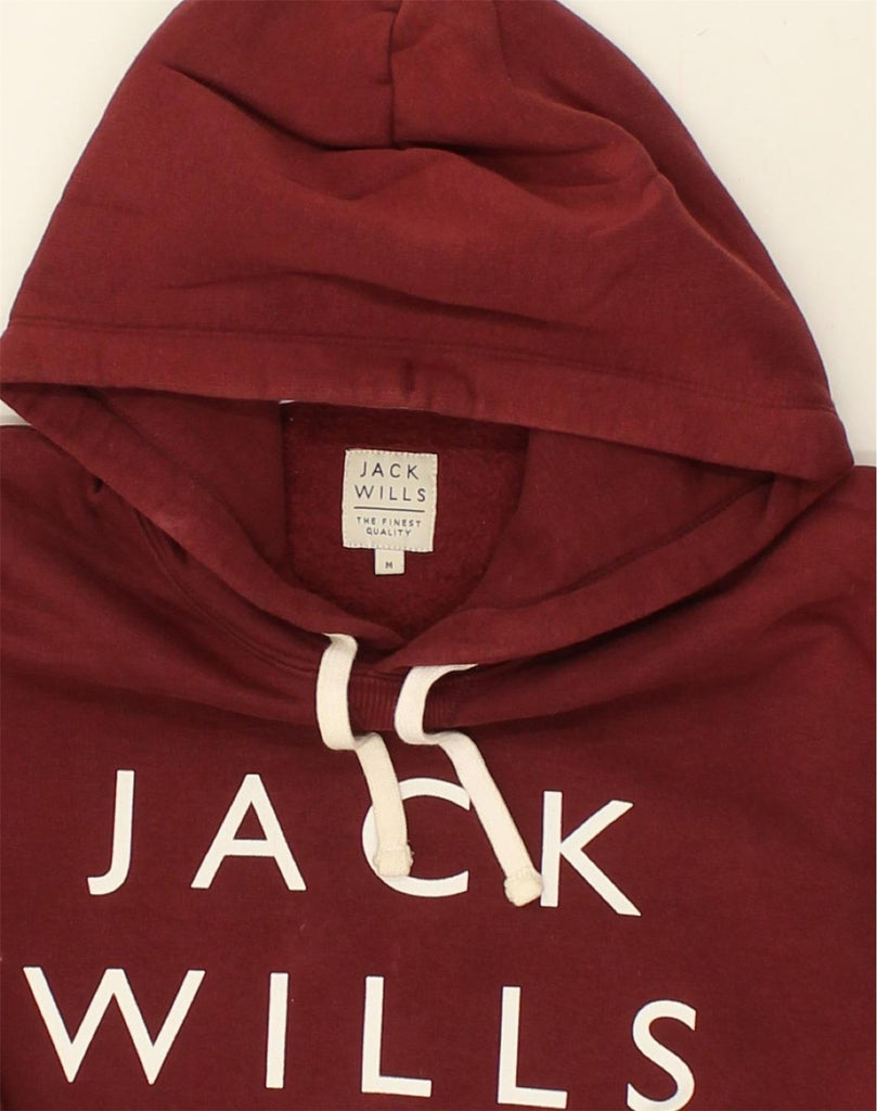 JACK WILLS Mens Graphic Hoodie Jumper Medium Burgundy Cotton | Vintage Jack Wills | Thrift | Second-Hand Jack Wills | Used Clothing | Messina Hembry 