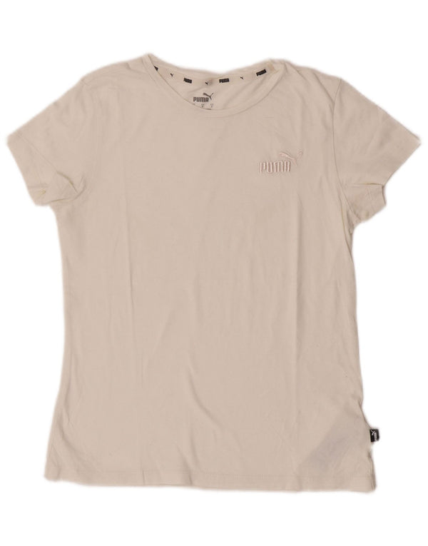Puma Womens T-Shirt Top UK 10 Small Off White Cotton