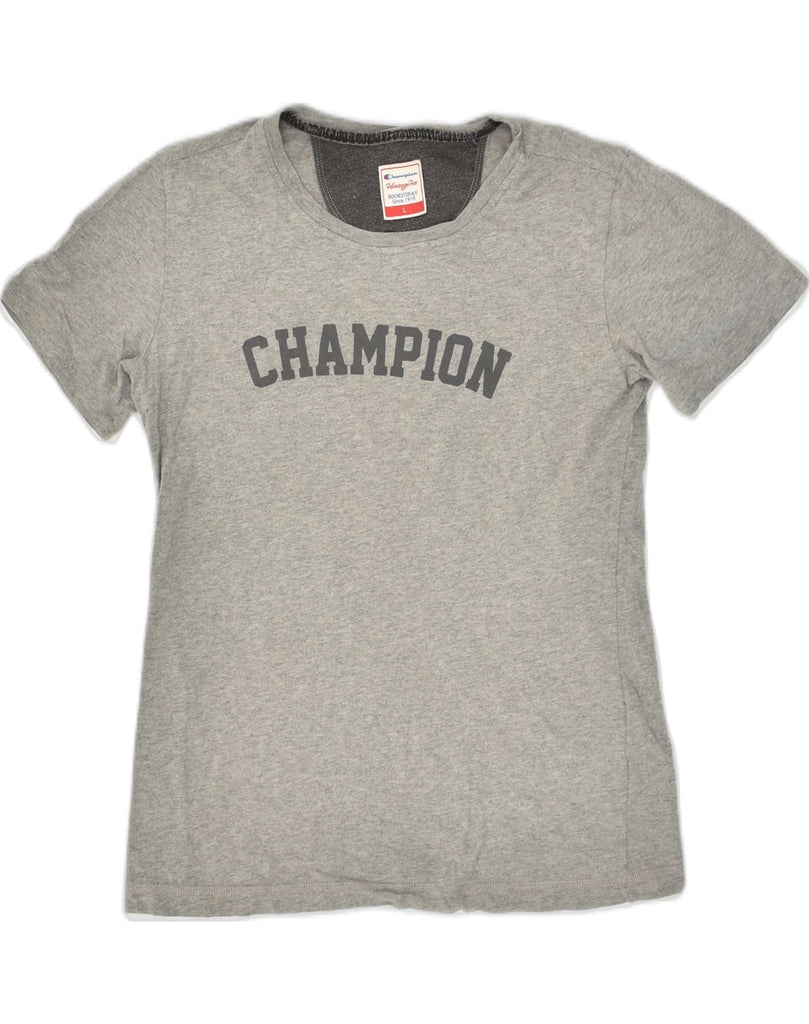 CHAMPION Girls Graphic T-Shirt Top 13-14 Years Large Grey Cotton | Vintage Champion | Thrift | Second-Hand Champion | Used Clothing | Messina Hembry 