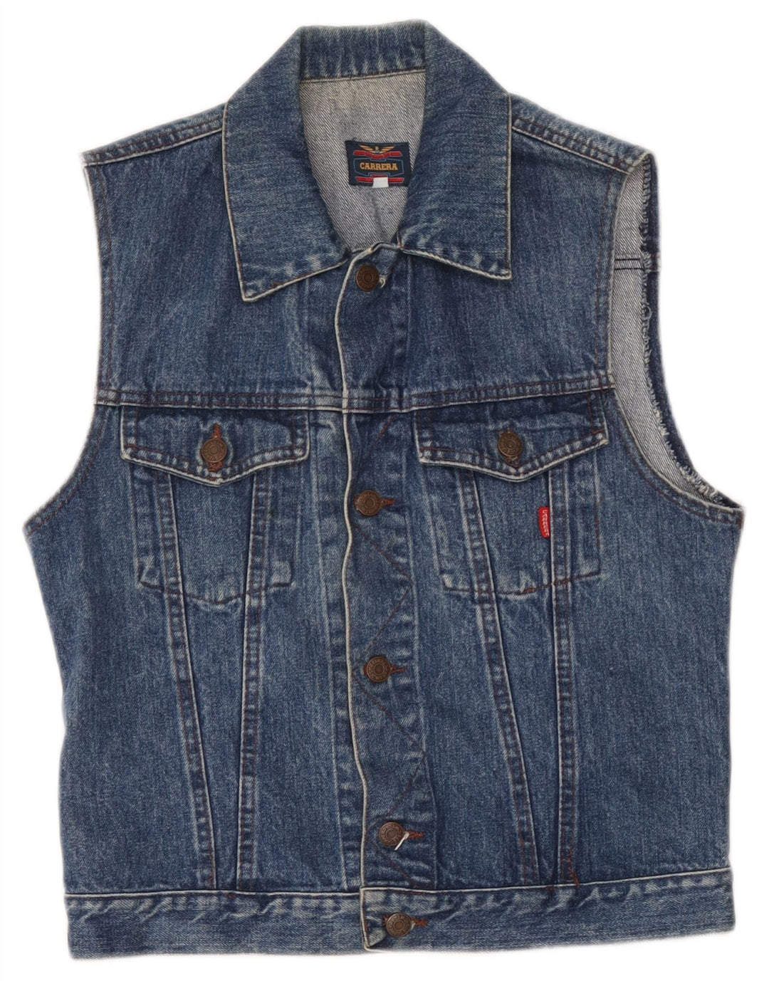 Carrera Mens Denim Gilet UK 36 Small Blue