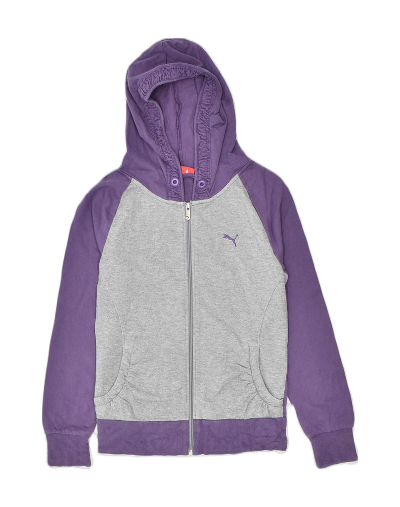 PUMA Womens Zip Hoodie Sweater UK 10 Small Purple Colourblock Cotton | Vintage | Thrift | Second-Hand | Used Clothing | Messina Hembry 