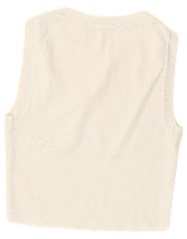 Zara Womens Crop Vest Tank Top UK 8 Small Off White