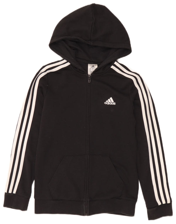 Adidas Womens Zip Hoodie Sweater UK 4/6 XS Black Cotton
