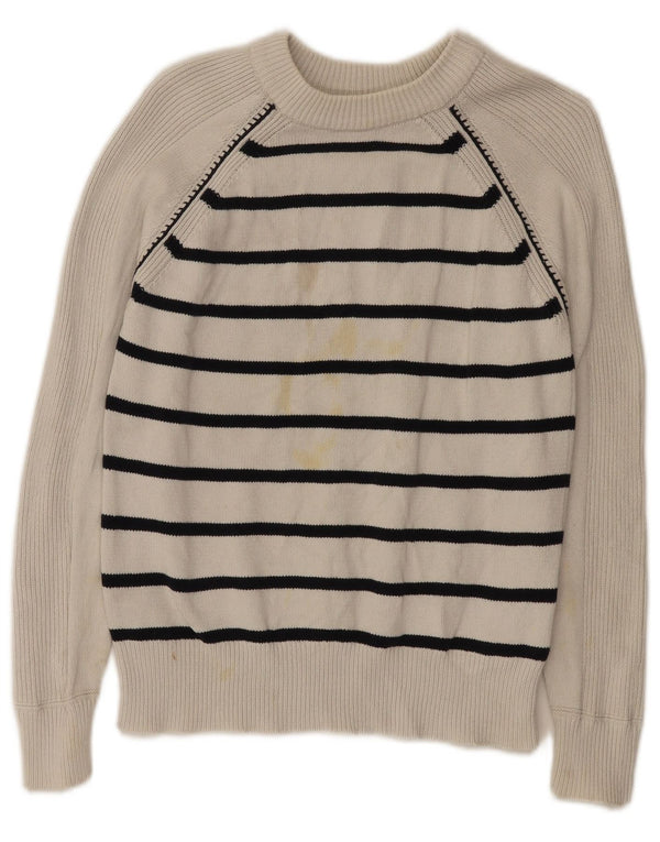 Marks & Spencer Womens Crew Neck Jumper Sweater UK 6 XS White Striped