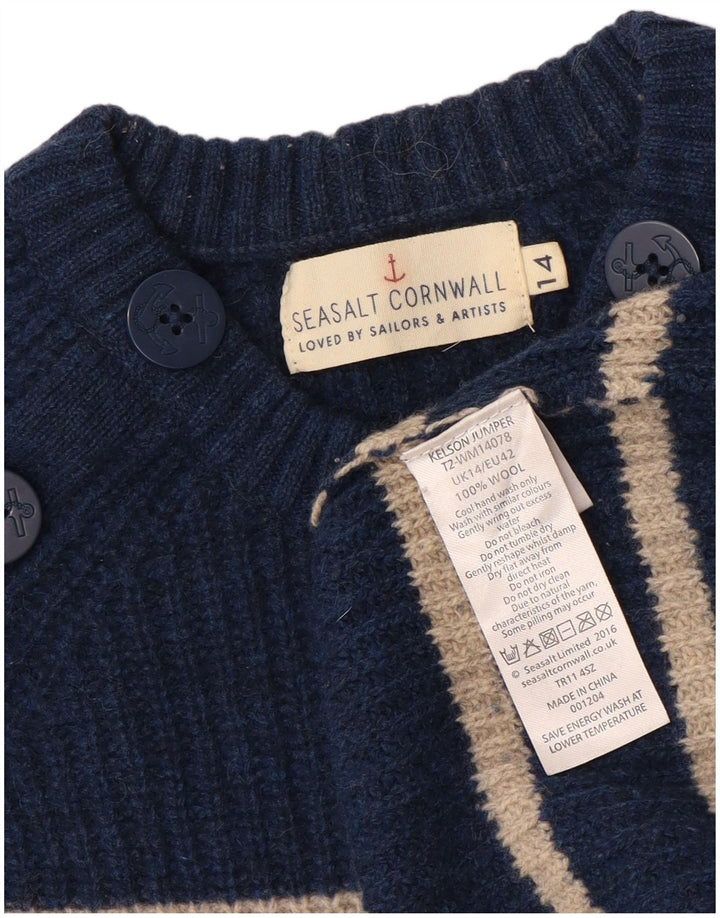 SEASALT CORNWALL Womens Crew Neck Jumper Sweater UK 14 Large  Navy Blue