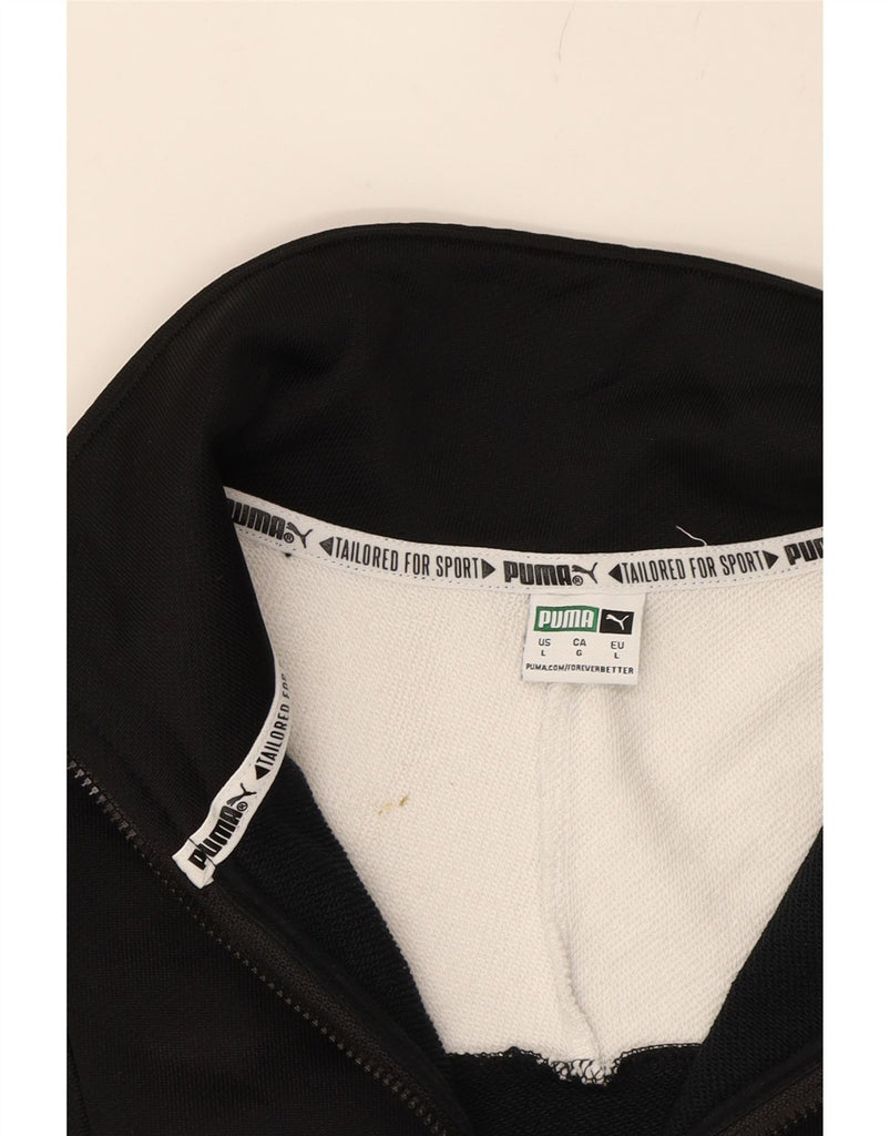 PUMA Womens Oversized Crop Zip Hoodie Sweater UK 16 Large Black Vintage Puma and Second-Hand Puma from Messina Hembry 