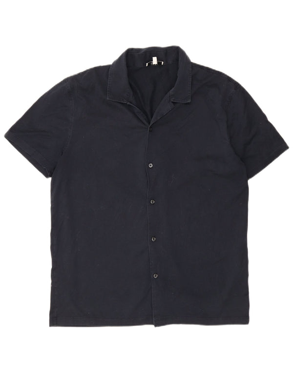 Reiss Mens Short Sleeve Shirt XL Navy Blue Cotton