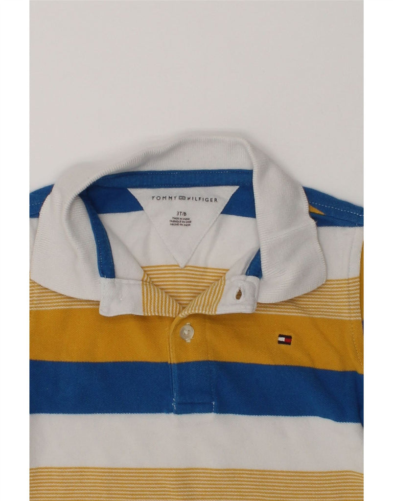 TOMMY HILFIGER Boys Polo Shirt 2-3 Years Multicoloured Striped Cotton | Vintage Tommy Hilfiger | Thrift | Second-Hand Tommy Hilfiger | Used Clothing | Messina Hembry 