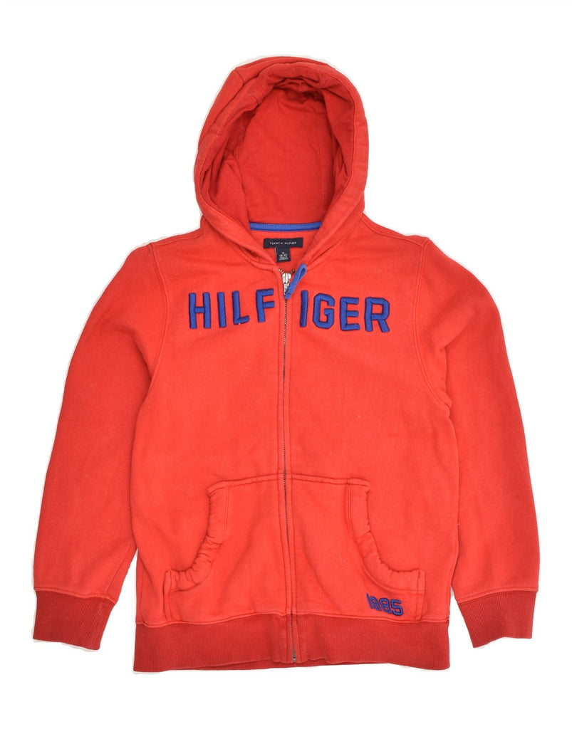 TOMMY HILFIGER Girls Graphic Zip Hoodie Sweater 8-9 Years Medium Red | Vintage Tommy Hilfiger | Thrift | Second-Hand Tommy Hilfiger | Used Clothing | Messina Hembry 