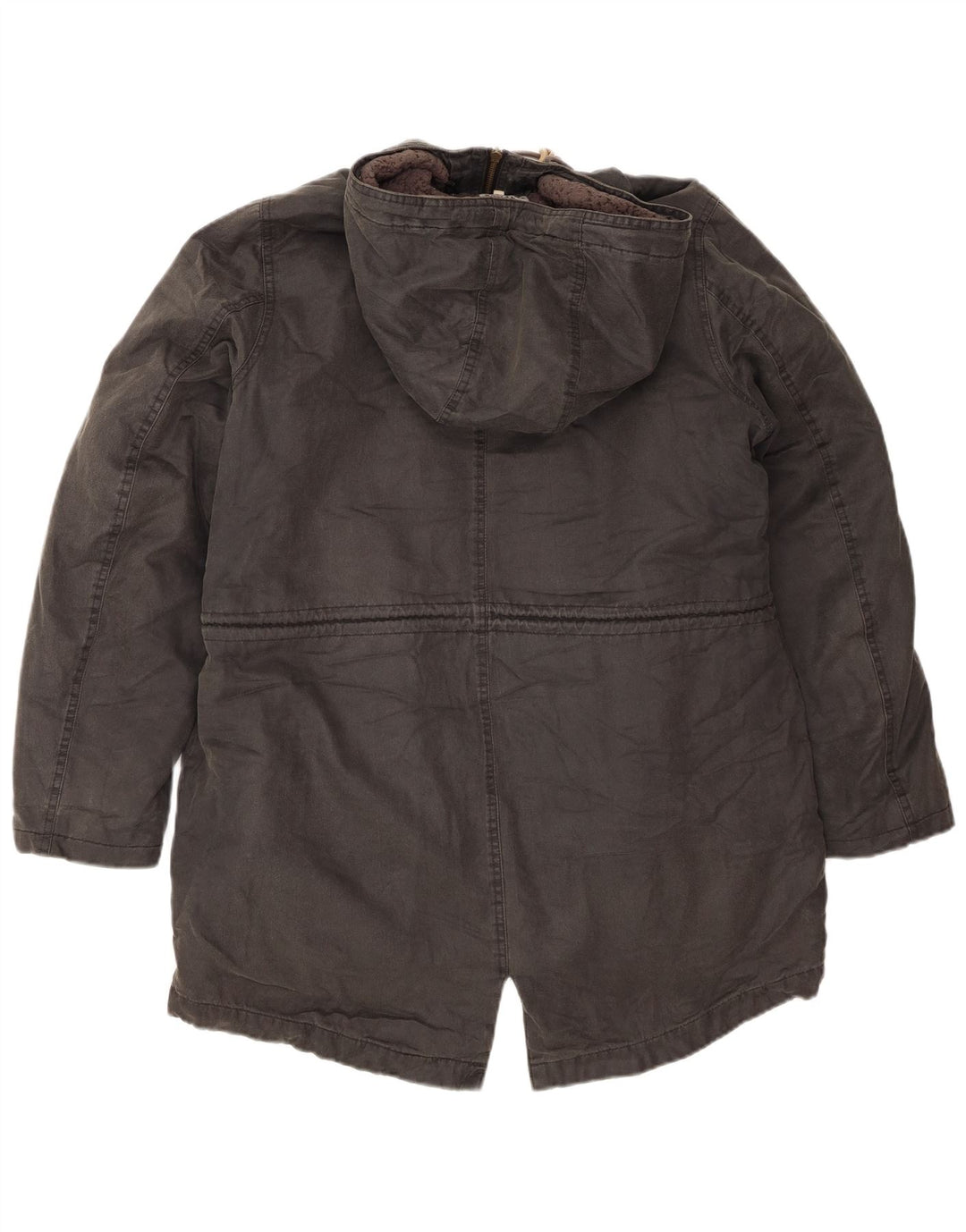 Fat Face Womens Hooded Parka Jacket UK 14 Large Grey Cotton