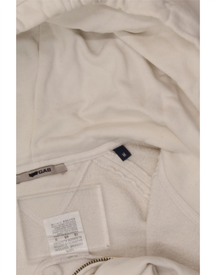 GAS Womens Graphic Zip Hoodie Sweater UK 14 Medium Off White Vintage Gas and Second-Hand Gas from Messina Hembry 