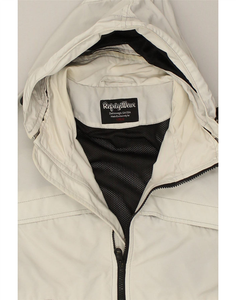 REFRIGIWEAR Mens Hooded Bomber Jacket UK 36 Small Off White | Vintage Refrigiwear | Thrift | Second-Hand Refrigiwear | Used Clothing | Messina Hembry 