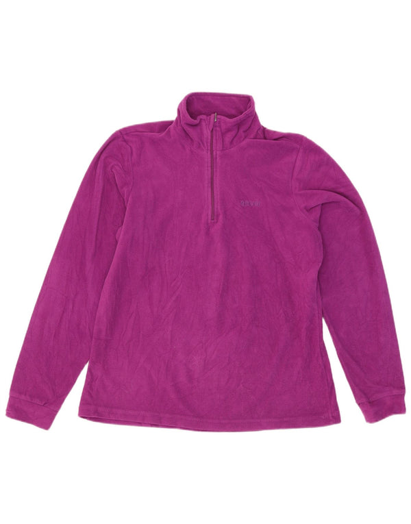 Brugi Womens Zip Neck Fleece Jumper UK 16 Large Purple Polyester