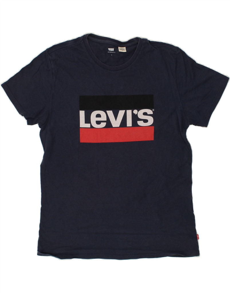 LEVI'S Mens Graphic T-Shirt Top Large Navy Blue | Vintage Levi's | Thrift | Second-Hand Levi's | Used Clothing | Messina Hembry 