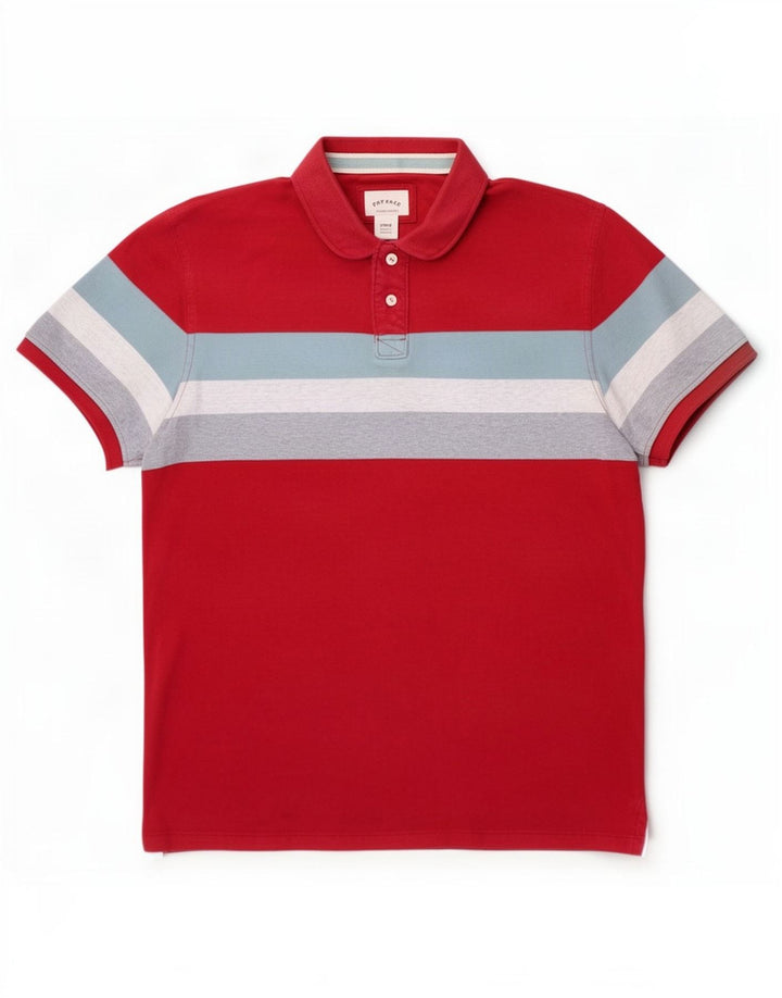 Fat Face Mens Polo Shirt Large Red Striped Cotton