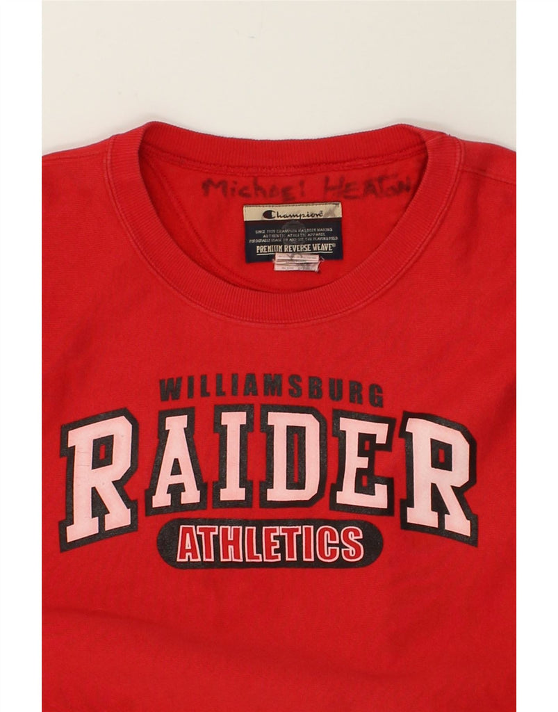 CHAMPION Mens Raiders Graphic Sweatshirt Jumper Large Red Cotton | Vintage Champion | Thrift | Second-Hand Champion | Used Clothing | Messina Hembry 