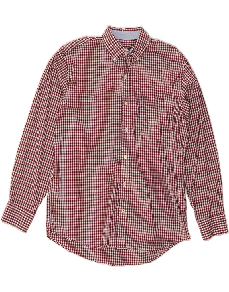 IZOD Mens Shirt Medium Red Gingham Cotton Vintage Izod and Second-Hand Izod from Messina Hembry 