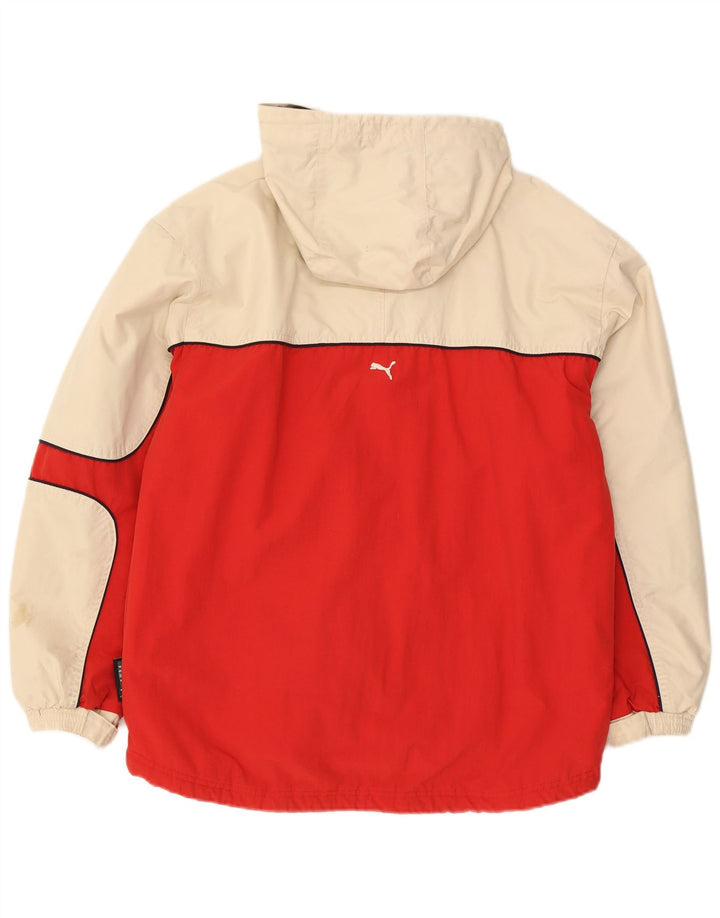 Puma Mens Hooded Windbreaker Jacket UK 38 Medium Red Colourblock