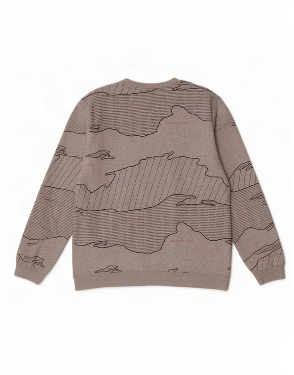 Scotch & Soda Mens Abstract Pattern Sweatshirt Jumper Large Grey Cotton
