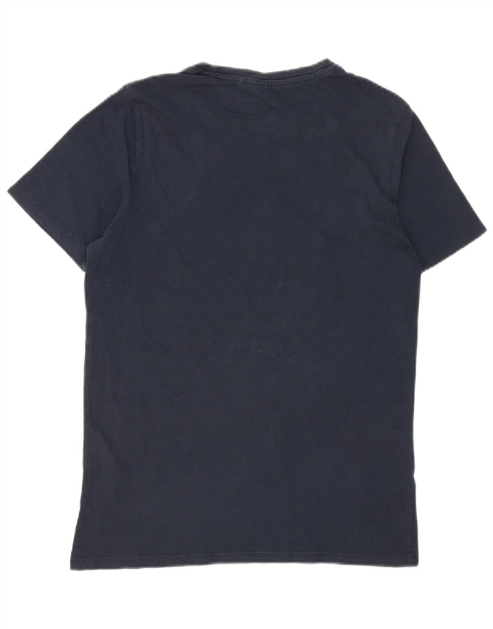 Jack & Jones Mens Graphic T-Shirt Top Small Navy Blue Cotton