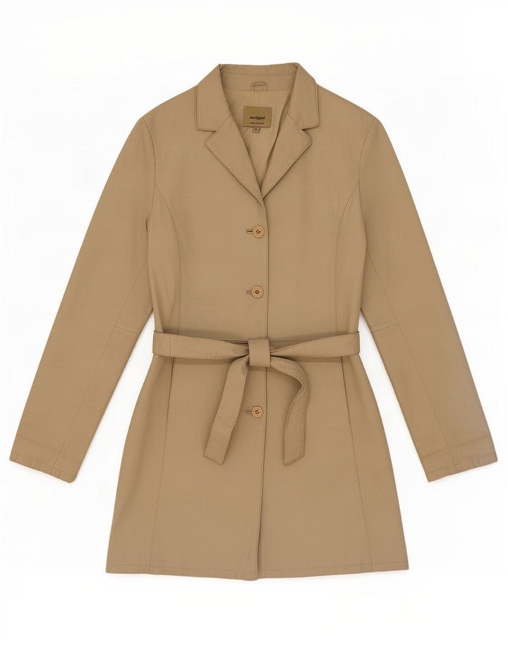 Conbipel Womens Leather Coat IT 46 Large Beige
