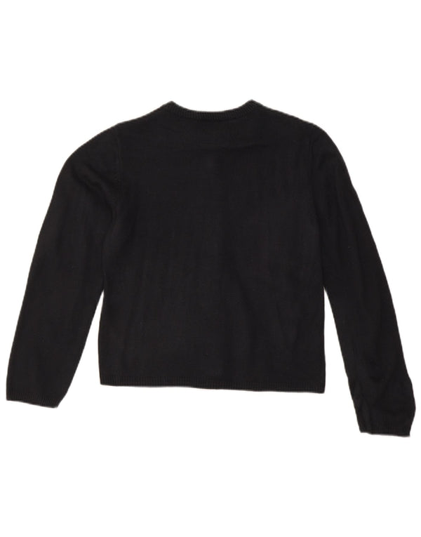 Izod Girls Cardigan Sweater 10-11 Years Medium Black Acrylic