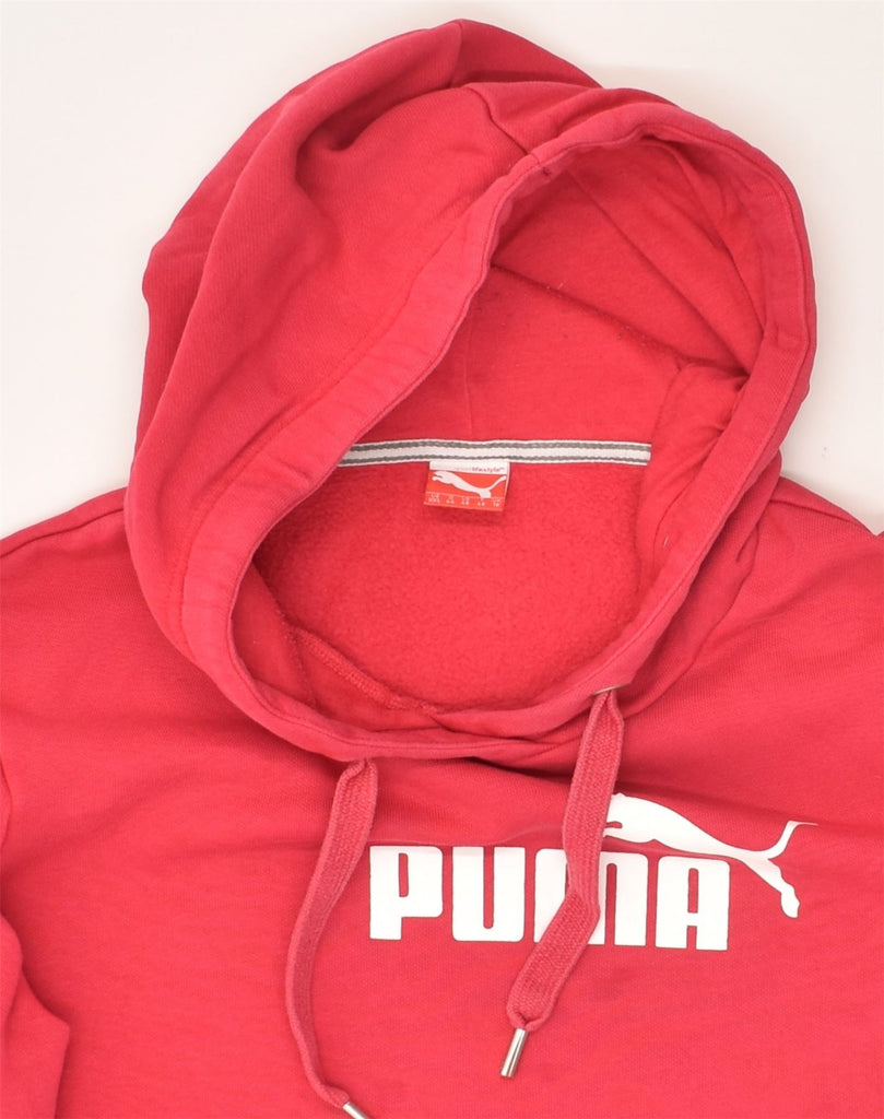 PUMA Womens Graphic Hoodie Jumper UK 18 XL  Red Cotton | Vintage Puma | Thrift | Second-Hand Puma | Used Clothing | Messina Hembry 