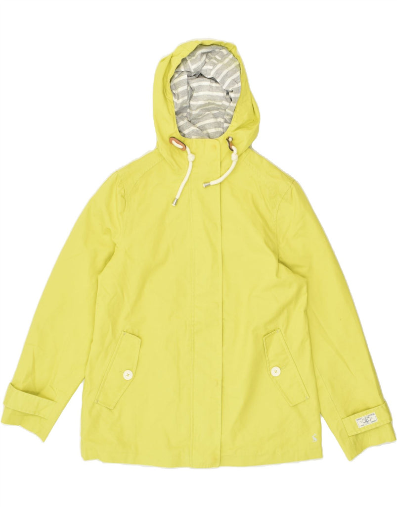 JOULES Womens Hooded Waterproof Jacket UK 12 Medium Yellow Cotton | Vintage Joules | Thrift | Second-Hand Joules | Used Clothing | Messina Hembry 