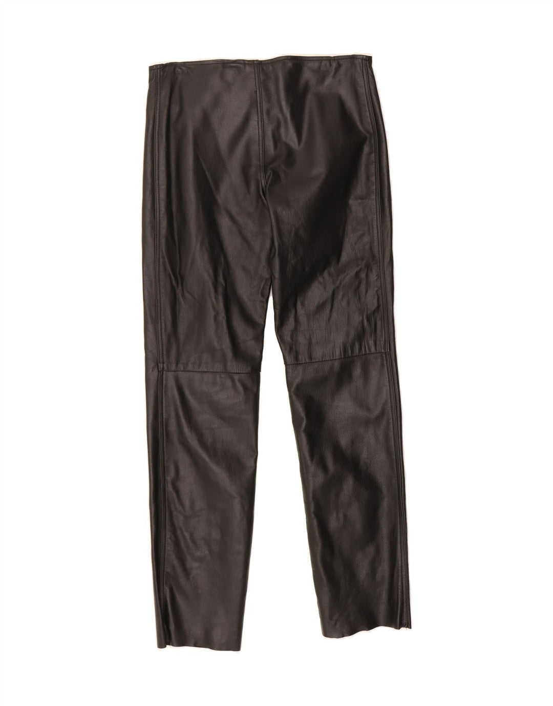 FRANK THOMAS Womens Straight Trousers UK 12 Medium W30 L30 Black Leather Vintage Frank Thomas and Second-Hand Frank Thomas from Messina Hembry 