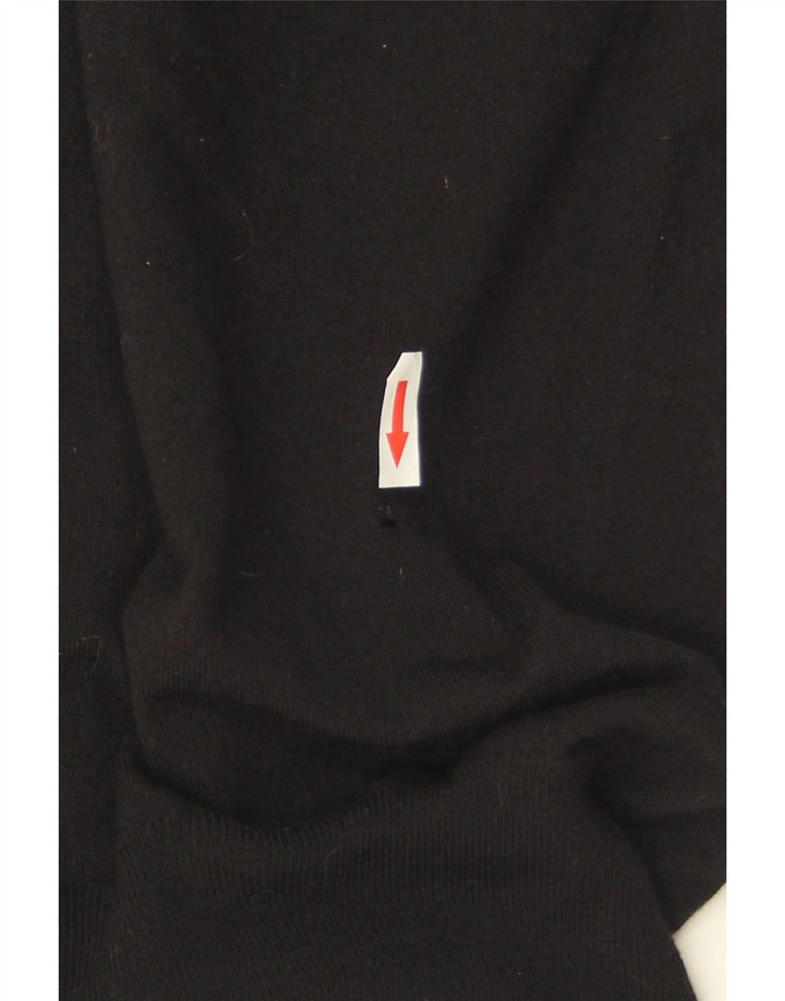 Fred Perry Womens V-Neck Jumper Sweater UK 8 Small Black Merino Wool