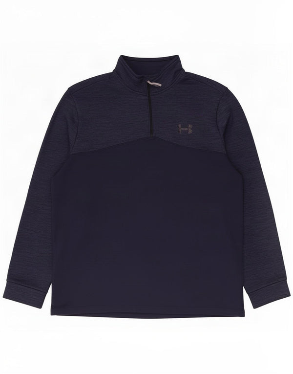Under Armour Mens Zip Neck Pullover Tracksuit Top XL Navy Blue Flecked