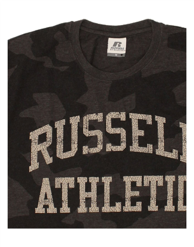 RUSSELL ATHLETIC Mens Graphic T-Shirt Top Medium Grey Camouflage Cotton | Vintage Russell Athletic | Thrift | Second-Hand Russell Athletic | Used Clothing | Messina Hembry 