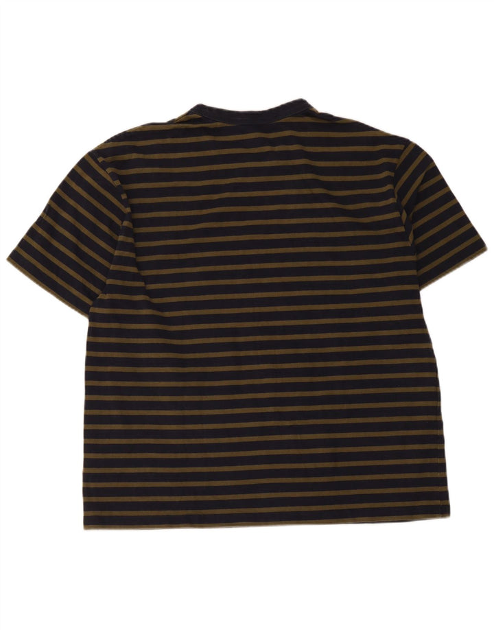 Cos Mens Regular T-Shirt Top Large Navy Blue Striped Cotton