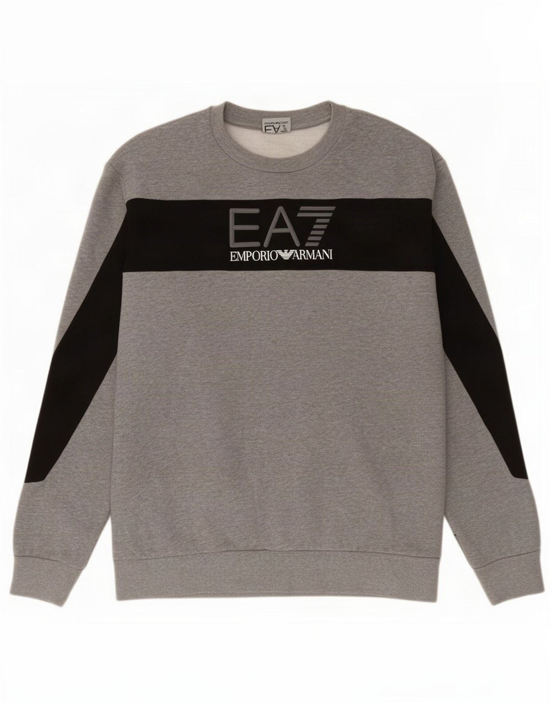 Emporio Armani Mens Graphic Sweatshirt Jumper Medium Grey Colourblock